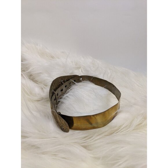 Vintage Metal Waist Belt Indian 70s Flower Floral Brass Copper 1970s main image 7